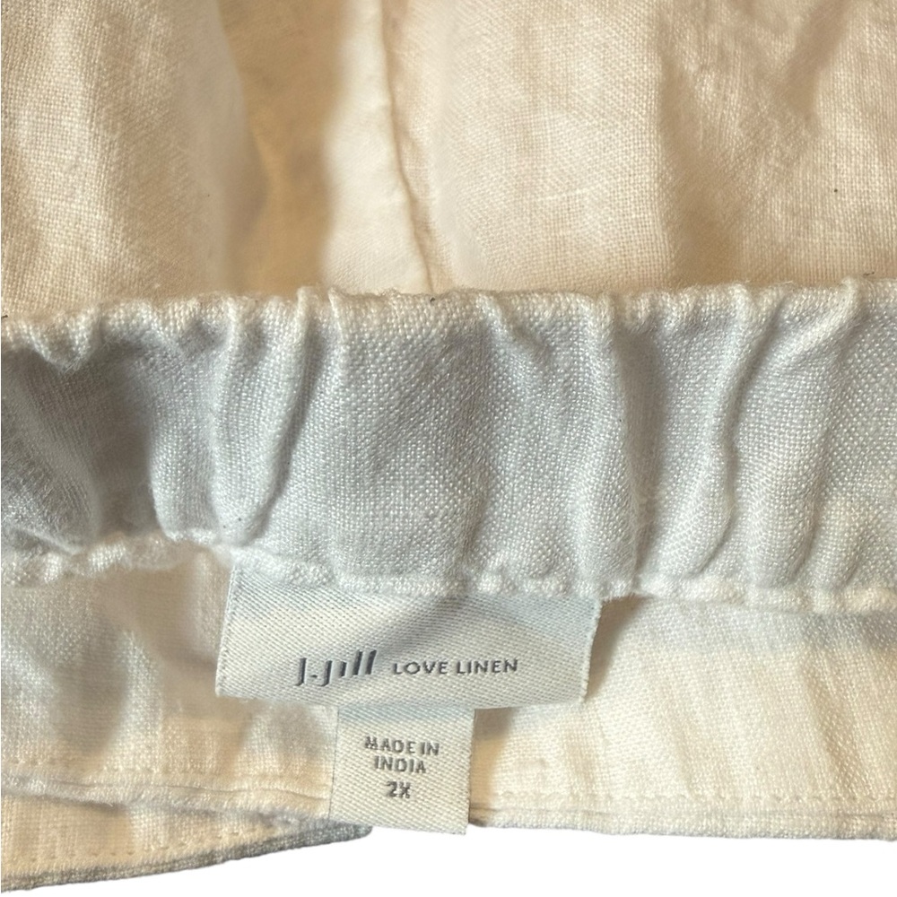 J.Jill Love Linen Cropped Pants White Relaxed Fit Elastic Back Size 2X - Picture 6 of 8